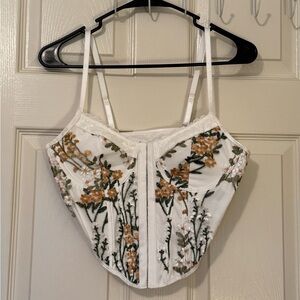Floral Embroidered Corset-style Camisole Size M